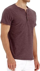 T-shirt tendance à col rond et boutons, manches courtes, couleur unie, en tissu tricoté respirant - Product Image 2