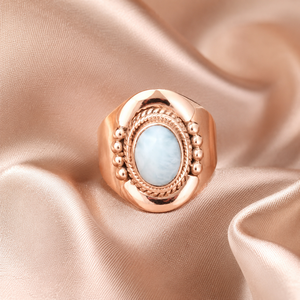 Natural Larimar Gemstone Vintage <b>Ring</b> 925 Sterling Silver Rose Gold Yellow Gold Plated Boho Statement Jewelry Gift <b>for</b> Her <b>Men</b> - Product Image 2