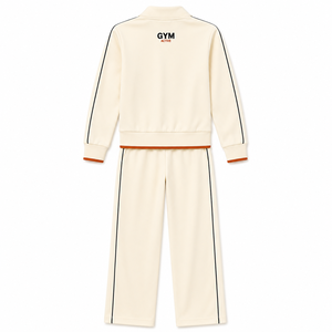 <b>Women</b> for <b>White</b> Hooded Fleece <b>Tracksuit</b> Set Custom Logo Full Zip Sports Jacket Wide Leg Pants 2 Piece Polyester/Cotton - Product Image 6