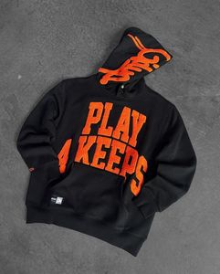 เสื้อฮู้ดปักลาย Play 4 Keeps สีดำส้ม สตรีทแวร์ ยูนิเซ็กส์ ผ้าฟลีซ แขนยาว ทรงปกติ ใส่ได้ทุกฤดู - Product Image 1