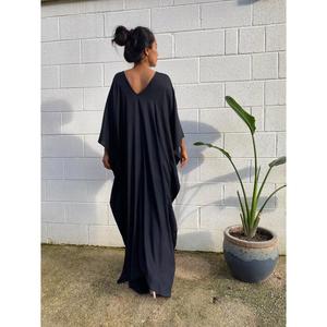 Robe longue maxi kaftan pour femme, écologique, lavable, taille naturelle, élégante, coupe ample, pour la détente et les vacances - Product Image 4