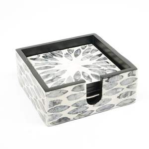 Premium Quality Decorative Bone Inlay Coasters <b>Set</b> MDF Board and Resin Coaster <b>Set</b> <b>Square</b> Shape <b>Set</b> of 4-Pcs Luxury Coasters - Product Image 4