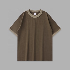 เสื้อยืดคอกลมแขนสั้นผ้าคอตตอน 100% หนัก 320 กรัม สไตล์ลำลองแนวสตรีทแวร์ พร้อมปกและปลายแขนเสื้อแบบตัดกัน สำหรับผู้ชายและผู้หญิง - Product Image 3