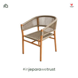 Fauteuil de salle à manger moderne en bois massif avec dossier incurvé et corde tressée, chaise en bois faite à la main pour restaurant, hôtel, villa, café, mobilier - Product Image 5