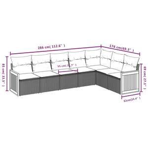 Ensemble de canapé de jardin en rotin noir 7 places avec panneaux en teck, mobilier d'extérieur au design contemporain, résistant aux intempéries - Product Image 5