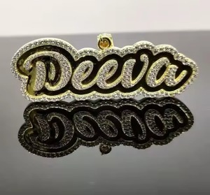 Script Letter <b>Pendant</b> Hip Hop <b>Pendant</b> VVS Moissanite 925 <b>Silver</b> Iced Out <b>Pendant</b> Enamel <b>Initial</b> Latter <b>Pendant</b> Pass Diamond Test - Product Image 1