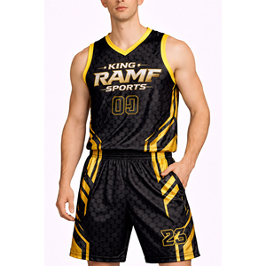 Camiseta de Baloncesto para Hombre, Nuevo Diseño 2025 # 23 Camisetas Negras Doradas con Impresión Digital de Alta Calidad, Entrega Rápida, Conjuntos de Tallas Grandes - Product Image 1