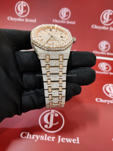 Reloj de pulsera analógico de cuarzo de acero inoxidable para hombre, esfera grande, estilo Hip Hop, moissanita de diamante, regalo de moda completamente helado para - Product Image 3