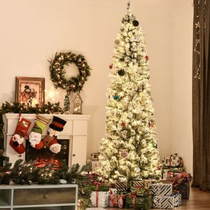 Albero di Natale Artificiale Douglas Fir Sottile Pre-Illuminato da 2,3 m, Realistico con 350 Luci LED e 641 Punte, Effetto Neve - Product Image 1