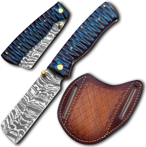 Cuchillo de Caza de Acero de Damasco con Alto Contenido de Carbono, Grabado, para Coleccionistas, con Funda de Cuero, para Uso en Exteriores, Envío Directo OEM - Product Image 1