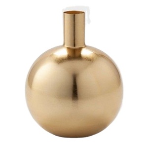 Export Quality Metal Round Golden Vase Best Selling Table <b>Top</b> Flower Vase Home Decor Custom Design - Product Image 1