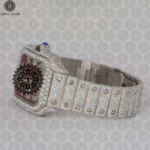 Montre carrée en acier inoxydable Charm Jewells avec lunette sertie de diamants, cristal saphir, quartz analogique, luxe, mode, 30 mm, unisexe - Product Image 3