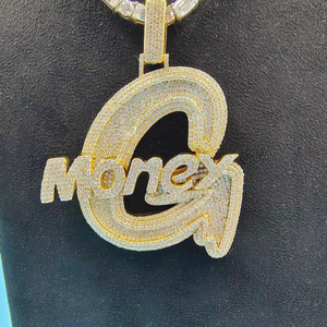 Colgante de Moissanita con Letra Personalizada Estilo Hip Hop, Chapado en Oro, con Incrustaciones de Diamantes, para Joyería Fina de Plata de Ley 925, Colgantes y Dijes - Product Image 1
