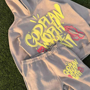 Conjunto Deportivo Personalizado 100% Algodón Grueso para Impresión Puff, Sudadera con Capucha, Tallas Grandes, 500gsm, para Hombre - Product Image 3