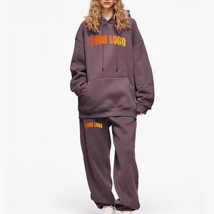 Ensemble de survêtement décontracté vintage en dentelle brodée 2 pièces pour femme, grande taille, hiver, haute qualité, épais, avec logo personnalisé, 100 % coton - Product Image 6