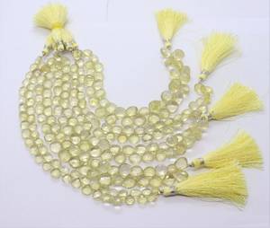 Perles de quartz citron naturel facettées en forme de cœur, 8-9 mm, 8 pouces, perles de pierres précieuses en quartz citron naturel - Product Image 1