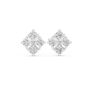 Luxury Vintage <b>Silver</b> Cluster Diamond <b>Stud</b> Earrings IGI Certified Womens Fine Jewelry for Wedding Engagement Party Gift - Product Image 1