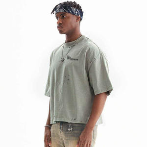 เสื้อยืด Distress T-Shirt แบบสั่งทำพิเศษสำหรับผู้ชาย ผ้าฝ้าย 220 กรัม คอกลม แขนปกติ พิมพ์ลาย เสื้อยืดออกกำลังกาย เสื้อยืดเปล่า ผ้าฝ้ายเจอร์ซีย์ 100% - Product Image 3