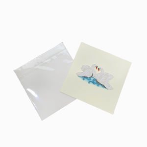 Carte de vœux élégante en quilling avec motif cygne amoureux, faite à la main, avec enveloppe, pour mariage et anniversaire - Product Image 3