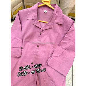 Beautiful Heavy Cotton Slub / Cotton Flex (खादी) Best Quality Fabric Cordset ( Short Length Shirt - 29”) With <b>Wooden</b> <b>Buttons</b> & L - Product Image 1