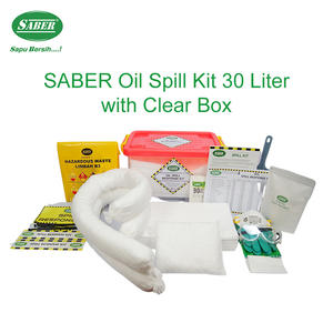 Kit professionnel de réponse aux déversements d'hydrocarbures de 30 litres dans une boîte transparente, ensemble absorbant d'hydrocarbures portable d'urgence avec tampons haute capacité - Product Image 3