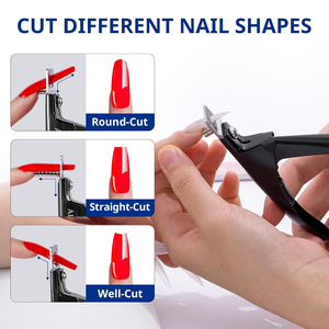 Cortadores de puntas de uñas acrílicas con revestimiento de color negro, con imanes pequeños, de 5.12 pulgadas, para uso en salones de belleza, cortadores de puntas de uñas postizas. - Product Image 3