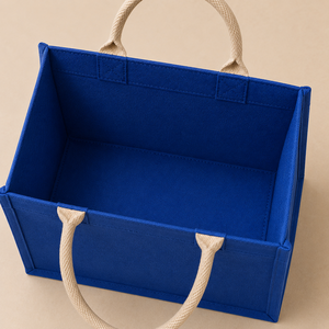 Bolsa de Viaje de Yute Azul con Asa de Cuerda, Tamaño Grande, Ecológica, Reutilizable, para Uso en el Aeropuerto - Product Image 4