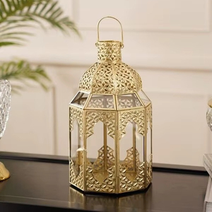 Lanterne décorative suspendue en métal avec chaîne pour balcon, jardin, terrasse et décoration d'éclairage pour événements de mariage - Product Image 1