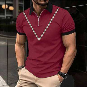 เสื้อเชิ้ตผู้ชายแขนสั้นถักแบบเป็นทางการ รักษ์โลก สีพื้น ดำ แดง ขาว - Product Image 3