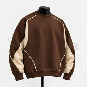เสื้อสเวตเชิ้ตคอกลมบล็อกสีสำหรับผู้ชายแบบกำหนดเอง ผ้าฟลีซ ผลิตโดยผู้ผลิตเสื้อผ้า OEM - Product Image 3
