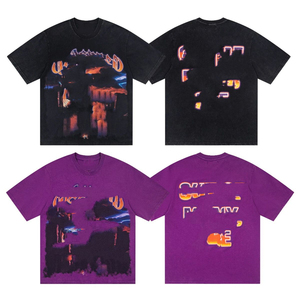 เสื้อยืดพิมพ์ลายสกรีนลายการ์ตูนสไตล์เรโทรลำลองผ้าฝ้าย 280 กรัม แนวฮิปฮอปอเมริกันแบบครอส-บอร์เดอร์ แขนสั้น ระบายอากาศได้ดี - Product Image 2
