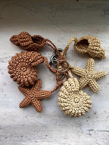 Handmade <b>Anime</b> Style <b>Keychain</b> Durable Lightweight Eco-Friendly Unisex Accessory with Starfish Oyster Shell Patterns - Product Image 1