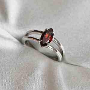 Anillo de Boda de Lujo de Plata de Ley 925 con Granate Rojo Natural, Joyería Delicada con Piedras Preciosas para Mujer, Regalo - Product Image 3