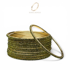 Juego de Brazaletes de Acero Inoxidable de Moda, Chapados en Oro, Color Verde Mehendi, para Mujer, con Aspecto de Diamante de Lujo, Precio al por Mayor - Product Image 2