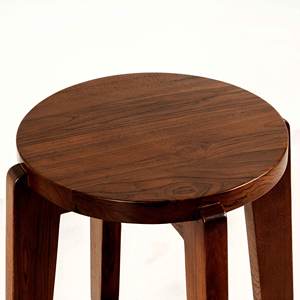 Tabouret de bar en bois massif de style moderne du milieu du siècle, avec assise ronde et base croisée, pour comptoir de bar - Product Image 5