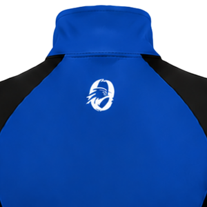 Haut de sport athlétique pour femme, bleu roi, à manches longues, col montant, avec passe-pouce, coupe ajustée, pour l'entraînement et la performance - Product Image 4