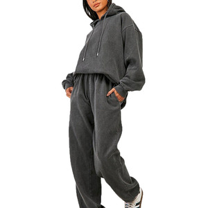 Survêtement de jogging chaud en polaire court pour femme, collection 2026, dernière tendance, avec capuche, pour l'extérieur, en Spandex, idéal pour l'hiver, vente en gros - Product Image 4