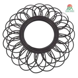 Vintage Rattan Wall <b>Mirror</b> for Decor Black Composite Material <b>Compact</b> Size 1pc - Product Image 3