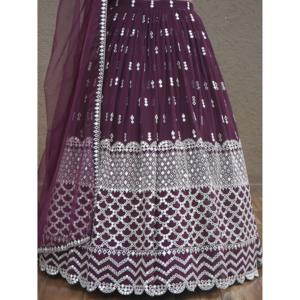 Atractivo Vino Lentejuelas Georgette Compromiso Desgaste Lehenga Choli - Product Image 1