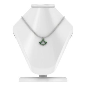 Collier en argent sterling avec pendentif feuille en cristal vert, bijou élégant pour femme, accessoire de mode, cadeau, à porter au quotidien, pièce maîtresse - Product Image 1
