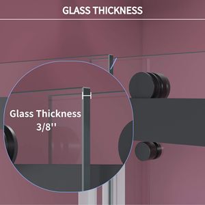 ประตูห้องอาบน้ำแบบไร้กรอบขนาด3/8นิ้ว (10มม.) สีดำด้านขนาด44 ''-48'' x 76 ''H - Product Image 3