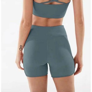 Shorts de sport taille mi-haute pour femme, respirants et à séchage rapide, en molleton 100% coton gris avec motif tendance – Meilleures ventes, Produits phares, OEM - Product Image 3