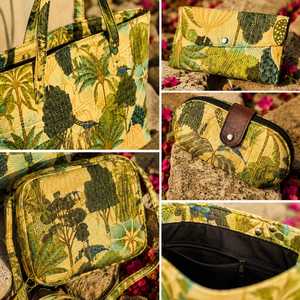 Custom Floral Print <b>Nylon</b> Zipper Tote <b>Bag</b> Two Straps Large Capacity Foldable <b>Shoulder</b> Vintage Bucket <b>Bag</b> Travel Daily Use Women - Product Image 3