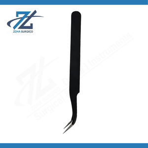 Professional Black Tweezers Set Stainless Steel Pointed Tip <b>Precision</b> Eyebrow Eyelash <b>Tool</b> Manufacture In Pakistan - Product Image 4