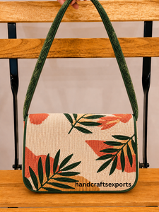 Sac à bandoulière de luxe tendance fait main à motif coquillage, perles, motif floral tropical, rabat magnétique, logo personnalisé, sûr et portable - Product Image 2