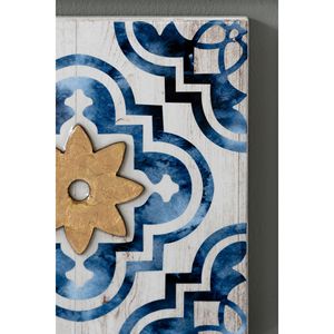 Set di 4 Piastrelle Decorative da Parete Astratte Blu e Bianche con Dettagli Dorati 9,5x9,5 Design Moderno ed Elegante per Casa o Ufficio - Product Image 3
