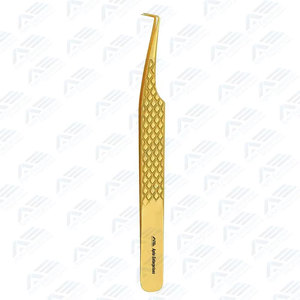 Lot de 4 pinces à cils de précision avec pointes en fibre, design poisson, couleur dorée, pour extensions de cils - Product Image 5