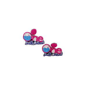 Pendientes hechos a mano con forma personalizada, con pedrería y cuentas de vidrio, estilo moderno para escuelas y universidades, con intrincado trabajo de cuentas. - Product Image 6