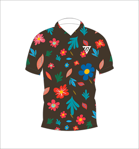 Polo à manches courtes pour hommes, marron foncé, imprimé floral, décontracté, mode d'été, tee-shirt de golf - Product Image 4