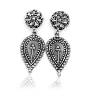 <b>Silver</b> Mountain Oxidized Garnet Floral Teardrop <b>Dangle</b> <b>Earrings</b> 925 <b>Silver</b> Ethnic Women's Tribal for Wedding Party & Gift - Product Image 1